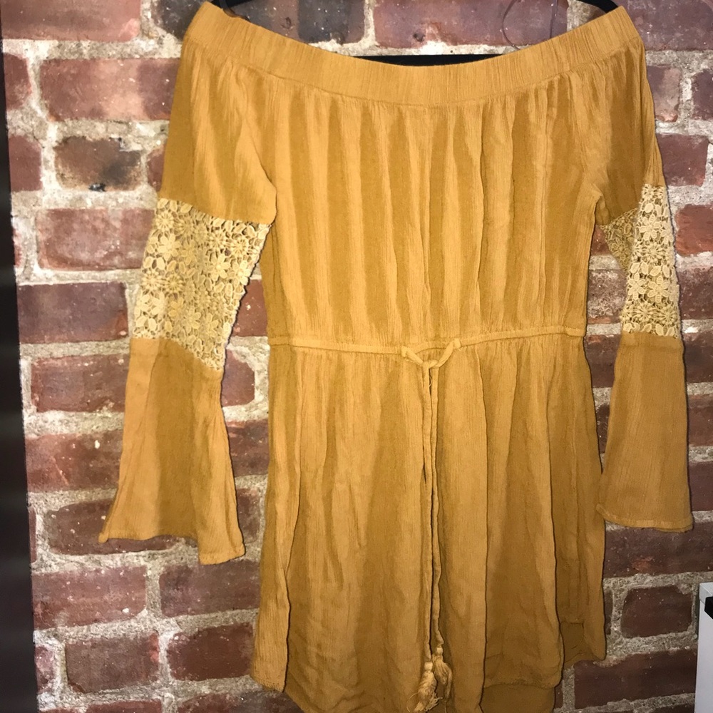 Blush mustard off shoulder dress